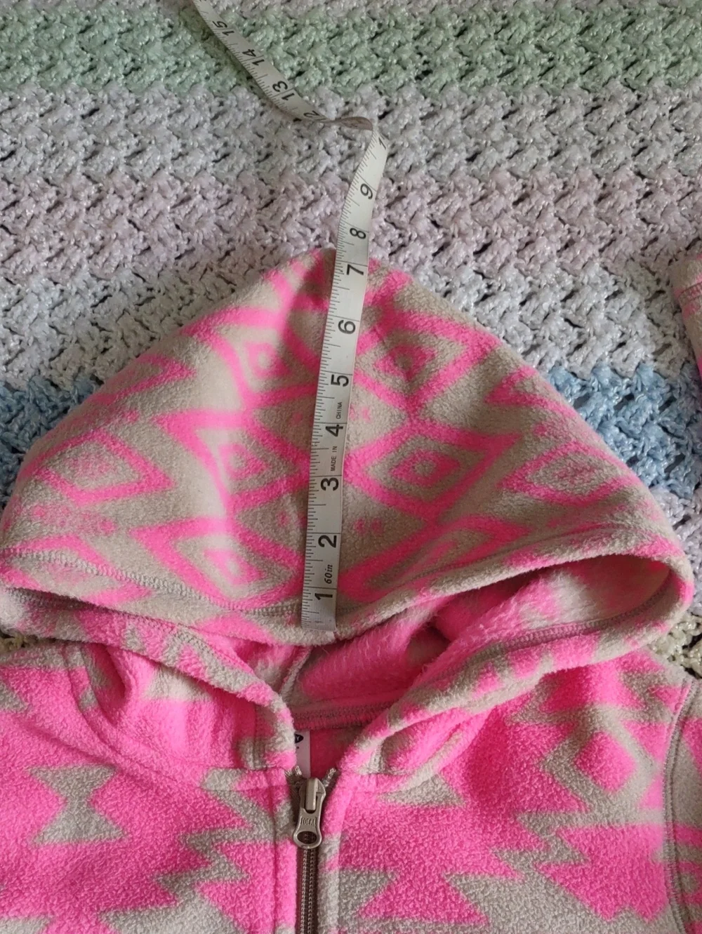 Old Navy Girl's Large 10/12 Pink Tribal Print Fleece Hoodie